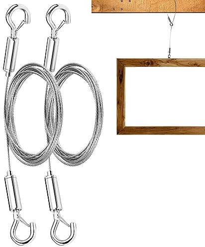 Porta Foto,Corda robusta in acciaio inossidabile da 2 x 1,5 mm | Prodotti per la decorazione della casa Ganci per soggiorno, camera da letto, bagno, ristorante, sala studio, sala