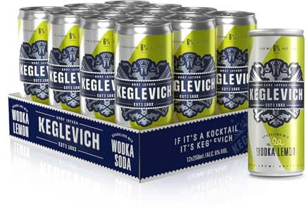 Keglevich, Vodka al limone pronta da gustare, senza aromi artificiali, 6% vol - 12 lattine da 250 ml (totale 3 litri)