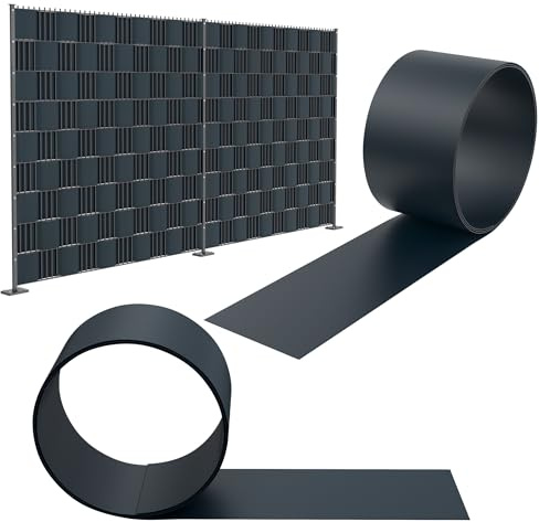 LILIIN Premium Hart PVC Sichtschutzstreifen 2,5m x 19cm für Doppelstabmatten, 10x Sichtschutz Windschutz Garten Doppelstabmattenzaun für Gartenzaun, Balkon, Anthrazit