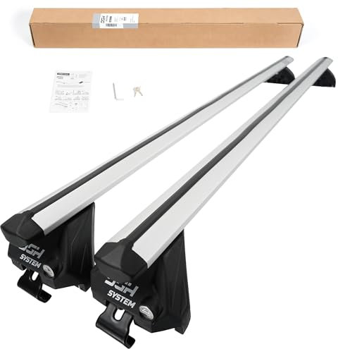 DGH SYSTEM Easy Line Glide 112 cm Kompletter Aluminium-Dachträger Relingträger kompatibel mit VOLKSWAGEN Passat (B8) Variant Kombi 2015-2024 mit geschlossener Dachreling, abschließbar, Nutzlast 100 kg