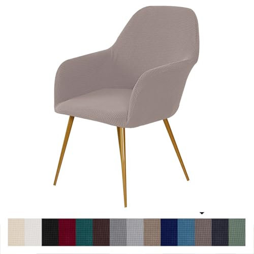 LIULIWEIFA Stretch Stuhlhussen Samt mit Armlehne Stuhlbezug 2/4/1/6er Set Luxus-Samt Bürostuhl Bezug Stuhlschonbezug Sessel Esszimmerstuhlhussen Armlehnstuhl Stuhlabdeckung,Taupe,4pcs