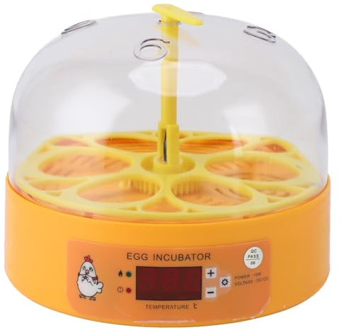 Brutmaschine mit Bildschirm, Intelligente Temperaturregelung für 6 Eier, Elektronisches Automatisches Eierdrehen, Eierinkubator, Feuchtigkeitsregelung für Bruteier (EU-Stecker