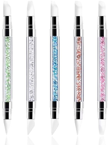 Wosyoodo 5 Pcs Silicone Nail Tool, Silicone Nail Art Tools, Dual Tipped Nail Art Brushes, Silicone Nail Art Sculpture Pen, Nail Polish Carving Pen, Nail Art Brush for Salon Use and DIY Nail Art