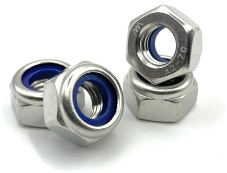 Ecrou Nylstop M3 Inox indesserrable Ø 3mm | Écrous Frein 3 mm Autobloquant Hexagonal Autofreiné DIN 985 Acier Inoxydable A2-70 (V2A/304) avec bague nylon de blocage : LOT DE 10 Pcs - ProRaje