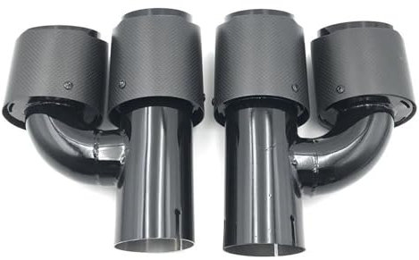 FUNFOB Auspuffblenden (Links + Rechts) Universelles 63mm Autoschalldämpfer Auspuffendrohr Kohlefaser Schwarzem Edelstahl Modifiziertem Endrohr Auto Auspuffroh(48 IN-76MM Out)
