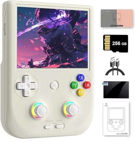NULA RG406V retro handhållen spelkonsol, med 256G TF-kort/9000+ spel Android 13 Unisoc T820-processor, 4-tums IPS-pekskärm arkad videospelkonsoler, stöder 5G WiFi Bluetooth