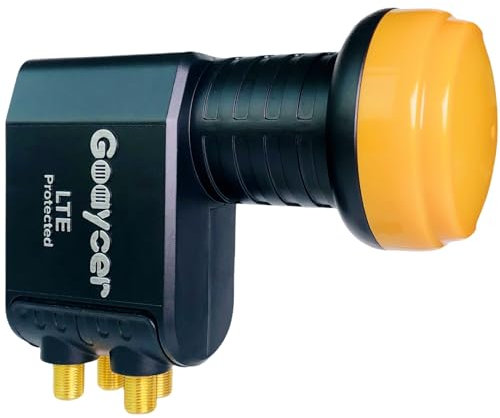 Goaycer LNB 4 Uscite Digitale HD 4K, Con Filtro LTE, Spina Dorata, Protezione dalle intemperie, 3D, Qualità premium