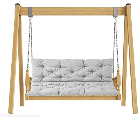 Ersatzkissen für Terrassenmöbel für Outdoor-Schaukelbank, graue Sitzpolster mit Rückenlehne, 3-Sitzer, Gartenschaukel, 120 x 100 x 8 cm