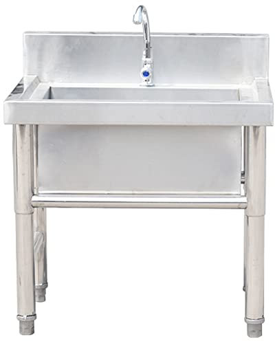 Fregaderos de Basura, Fregadero de Servicio Independiente, estación de Lavado, Fregadero de Acero Inoxidable Resistente para Uso Comercial, 50 cm/60 cm