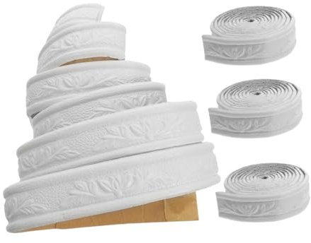 HOMSFOU Moldura de Pared Elegante Borde de Rodapié 4 Rollos de Moldura de Borde de Azulejos Autoadhesiva para Despegar Y Pegar