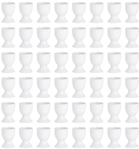 Argon Tableware Classic White Egg Cups - Pack of 48 - Modern Style Breakfast Brunch Easy Clean Hard Soft Boiled Eggs Dipping Holder Stand for Breakfast, Brunch