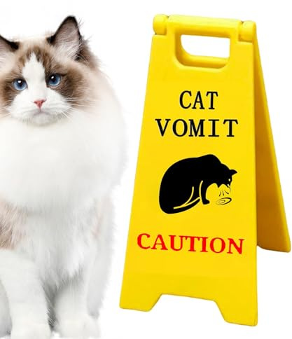 Katzen-Erbrechen-Schild – Warnschild zum Erbrechen der Katze – Warnschild zum Erbrechen – gedrucktes Warnschild für das Büro, ausgefallene Dekoration, Katzenschild