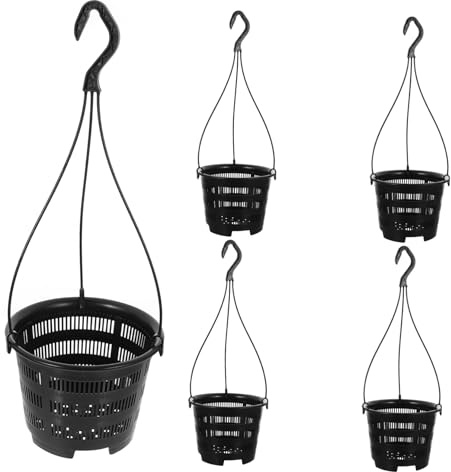 HANABASS 5ensembles Pots Suspendus pour Orchidées De Pots Décoratifs Maille pour Balcon Et Jardin avec Inclus