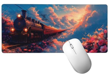 Gaming Mauspad XXL 1200 x 600 mm, Mauspad Blume Mousepad XXL Schreibtischunterlage Groß Size, mit Genähten Kanten Mouse Pad Zug Mousepad für Spiele, Home Office Deko, Geschenke für Männer Frauen H-462