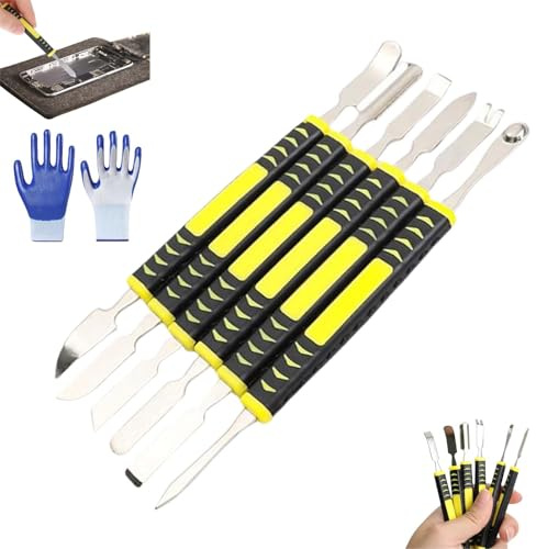 HItianya Metal Crowbar 6-Piece Set, Compact Mini Metal Crowbar Spudge, Double-Edged Opening Pry Tool (1 Sets)