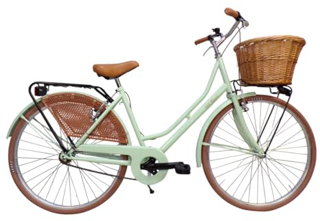 Cicli Tessari - bicicletta donna da città bici da passeggio classica stile retro' vintage olandese 26 beige (verde)