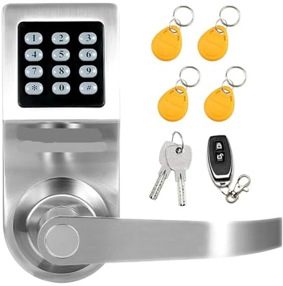 TIEOAXFT NDL302 Keyless Electronic Digital Smart Door Lock, Keypad. Smartcode Security & Control Access(Silver,4 Key Fobs)