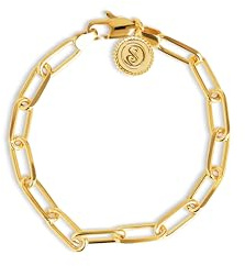 SINGULARU Pulsera Mujer Link Acero Baño Oro | Acero resistente al agua con baño de oro de 18kt aporta elegancia diaria con un diseño de eslabones pulidos.