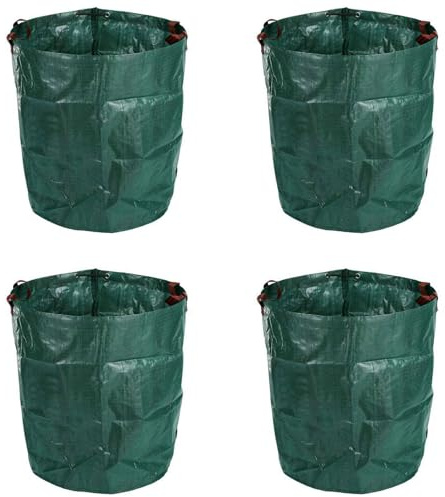 Xnuiasqe 4 bolsas de basura de jardín de 270 L, grandes, fuertes, impermeables, resistentes, reutilizables, plegables
