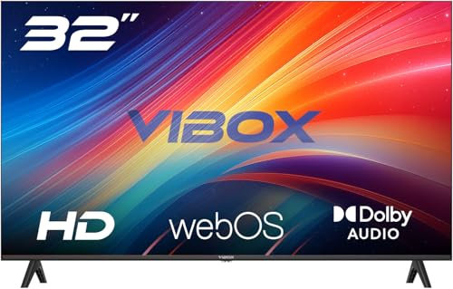 Vibox 32-Inch HD Smart LED TV | WebOS | Built-in Speakers | 3x HDMI, 2x USB | Wall Mount Compatible | Remote with Streaming Controls | Energy-Efficient for Bedroom, Kitchen, or Small Spaces