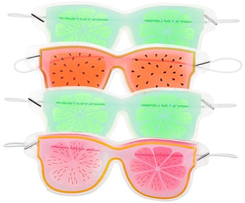 HAMPPLIES Lot De 4 Masques Yeux En Gel Froid Pvc, Taille Garçon Et Filles, Patchs Rafraîchissants Transparents Multicolores, Bandeaux Relaxants Pour Dormir Et Soulager La Fatigue Oculaire
