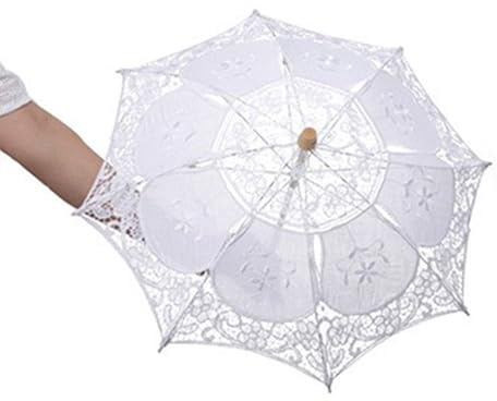 Sombrilla de encaje a prueba de sol para boda, fotografía decorativa, varios tamaños, resistente al sol para boda, Blanco grande, Talla única