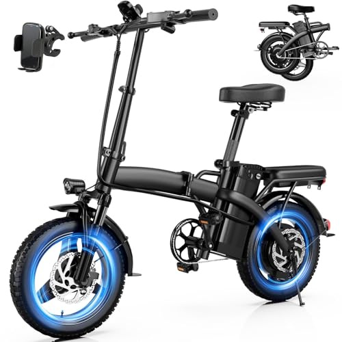 Folding Electric Bike for Adults, 500W Motor, 23MPH Max Speed 14 Ebike, 48V 12AH Removable Battery, 35 Miles PAS Range, Mini E Bikes UL2849 Certified, Commuting Electric Bicycle for Adults & Teens