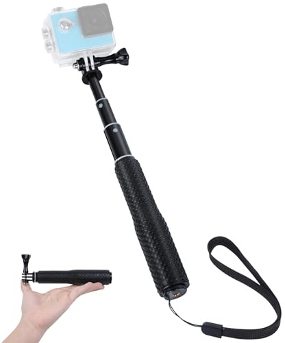 VINATO 19-49 cm Palo Selfie para GoPro, Selfie-Stick Monópode Poste Extensible, Palo Telescópico de Aluminio para GoPro Hero 12/11/10/9/8/7/6 AKASO SJ4000 SJ5000 Insta360 X3 Otras Cámaras de Acción