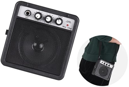 POENVFPO Mini-Gitarrenverstärker, 5 W Tragbarer Elektrischer Akustikverstärker mit Lautstärkeregler, Tonreglern, 6,35-mm-Eingang, Kopfhörerausgang, Batterie- oder Gleichstromversorgung, 12,7 X 6 X