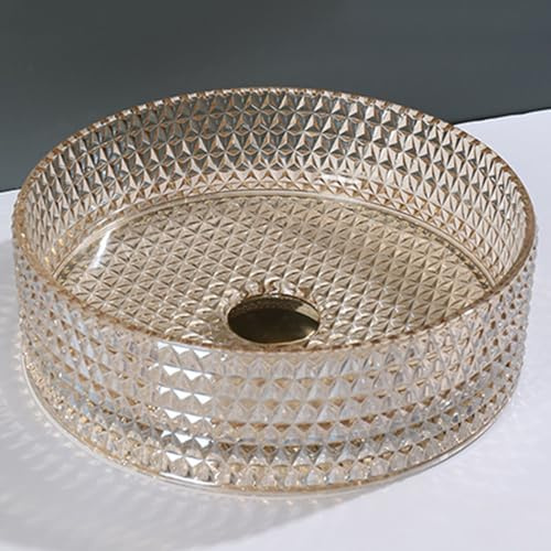 ZYCDP Waschbecken Rund Glas Bad Aufsatzwaschtisch Ohne Hahnloch 400 X 400 X 120 mm Champagner