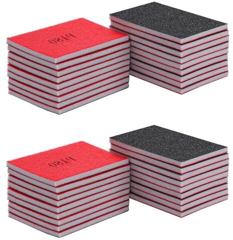 Papel de lija de grano fino, juego de 36 esponjas de lijado de grano 180, bloques de lijado en seco y húmedo, papel de lija de espuma suave para modelos, paneles de yeso, metal, madera, pulido de