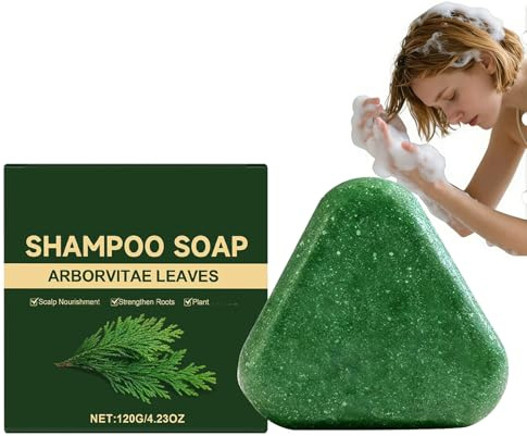 Nature Triangle Shampoo Bar, pflanzliches festes Shampoo, gegen fettiges Haar, gegen Schuppen, reinigende Seife mit Lebensbaumblättern, Shampoos Seife für dünner werdendes Haar, reinigend (1pcs)
