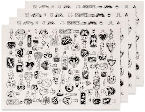 SUPERDANT 4 Stück Trankflaschen Unterglasur Transferpapier Keramik Für Töpferei Schwarzer Keramik Ton Transferpapier Keramiks Glasur Transfer Aufkleber DIY Überglasur Emaille Abziehbild