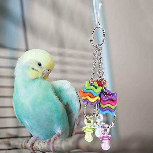 Alomejor Juguetes para Pájaros, Juguete para Morder Multicolor con Anillos en Cascada, Juguete para Masticar de Plástico Duradero para Cacatúas, Guacamayos y Cotorras