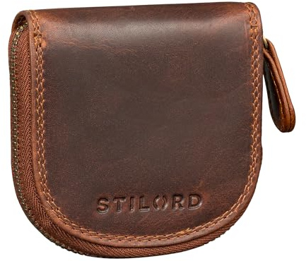 STILORD Cash Wiener Schachtel läder vintage myntbörs myntetui med dragkedja slim minibörs liten plånbok skakbörs äkta läder Farbe