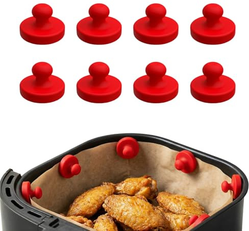 Aribliseza Airfryer Magnet, 8 stycken, nytt 2026, för bakpapper, värmebeständigt och vattentätt, förhindrar glidning, röd