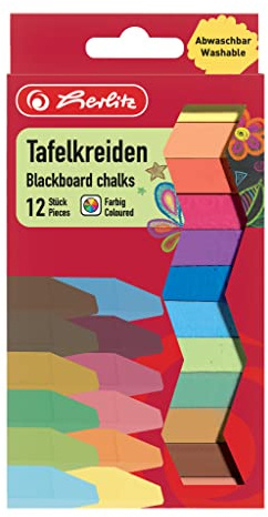Herlitz Tizas de pizarra multicolor, 12 unidades en paquete colgante