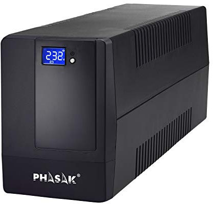 Phasak PH 9410 - Sistema de alimentación ininterrumpida (1000 VA, LCD, USB, RJ45, SCHUKO)