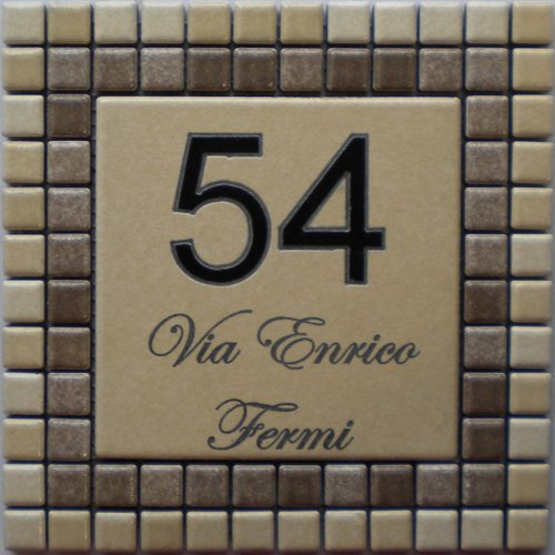 Mosaici Guizzo Numéro de Maison_tuile en céramique et mosaïque_Beige et Marron