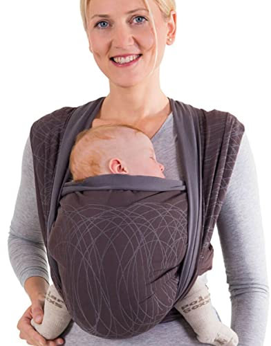 Hoppediz Baby-Tragetuch ab Geburt, Neugeboren bis Kleinkind, 100% kbA-Baumwolle (Bio), New York braun 5,40 m