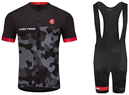 UGLY FROG MTB Herren Fahrradbekleidung Set Schnell Trocknend Radtrikot (Radjacke und Radhose mit Sitzpolster)
