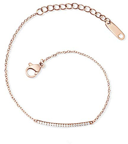 LENIRA® Strassstein Armband filigranes Armbändchen für Damen aus Edelstahl mit Gold und Roségold überzogen Armkettchen verstellbar 15-20 cm