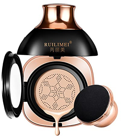 GL-Turelifes Mushroom Head Air Cushion Foundation, BB Cream Oil Control Cushion Set, CC Cream Moisturizing Concealer Air-Permeable Natural Brightening Flawless Makeup (Natürliche Farbe)