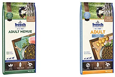 Bosch HPC Adult Menue | Kroketten-Mix für ausgewachsene Hunde Aller Rassen, 15 kg & t Fisch & Kartoffel | Hundetrockenfutter für ausgewachsene Hunde Aller Rassen, 1 x 15 kg