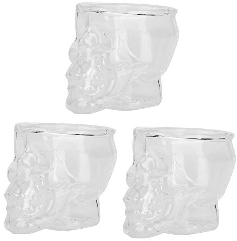Atyhao 3 pièces tasse en verre, tête de crâne de vin en forme de tasse en verre tasse à vin bière boisson boisson conteneur Halloween fête décor 75 ML