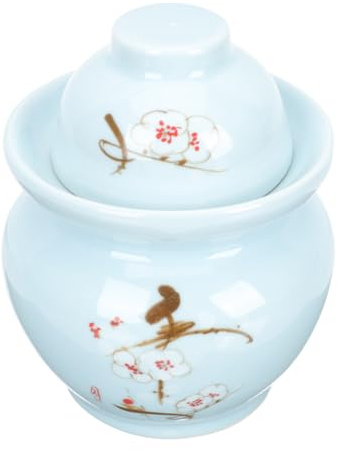 Cabilock Ceramic Kimchi Jar Mit Doppeltem Deckel Luftdichtes Vorratsglas FüR Aufbewahrung Von Eingelegtem GemüSe Und KüChenbedarf