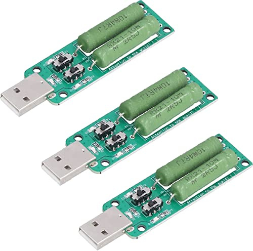 Youmile 3 Stück USB Lasttester Widerstandsmodul 5V1A/2A/3A Power Bank Entladewiderstand Schaltbarer Lastwiderstand Entlade-Alterungswiderstand