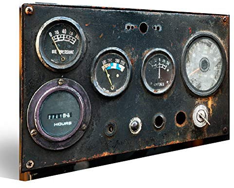 islandburner Bild auf Leinwand Old Circular Industrial Meter Wandbild Poster Kunstdruck Bilder 80x40cm