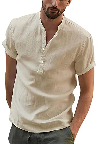 Tshirt Herren Leinen Sweatshirt V-Ausschnitt Kurzarm Shirts Sommer Freizeit Slim Fit Günstig Kleider Business Regular Oversize T Shirts Kleidung Clothes Outfits