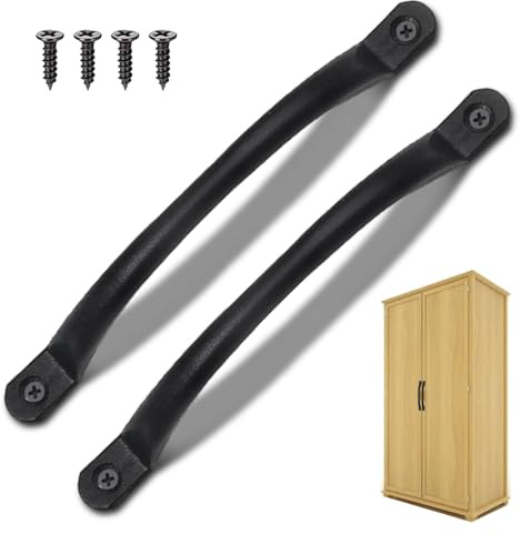 TuseRxln Black Door Bows Pull Handles, 2 Pcs Stainless Steel Sliding Gate Handle, Black Traditional Cast Iron Pull Handle Suitable for Sheds, Kitchen, Furniture, Cabinet, Closet and Door